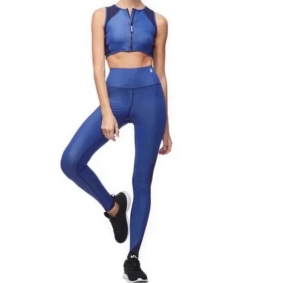 Good American High Waisted Power Leggings Mesh Blue - Picture 2 of 12
